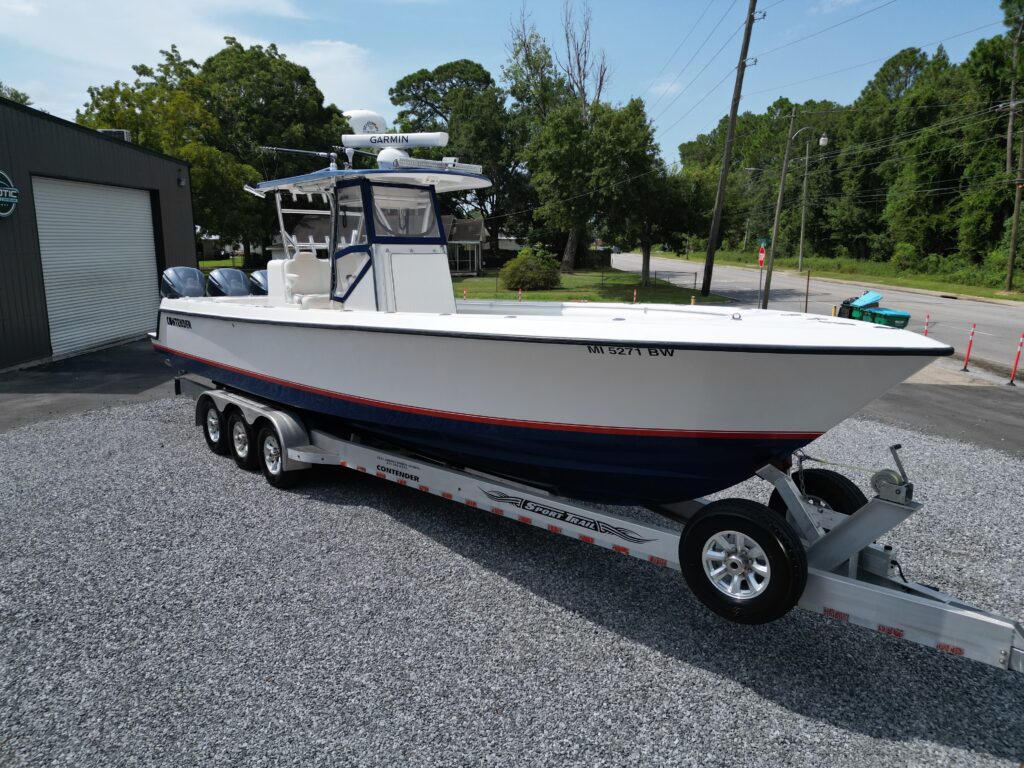 2007 Contender 33T on its triple-axle trailer